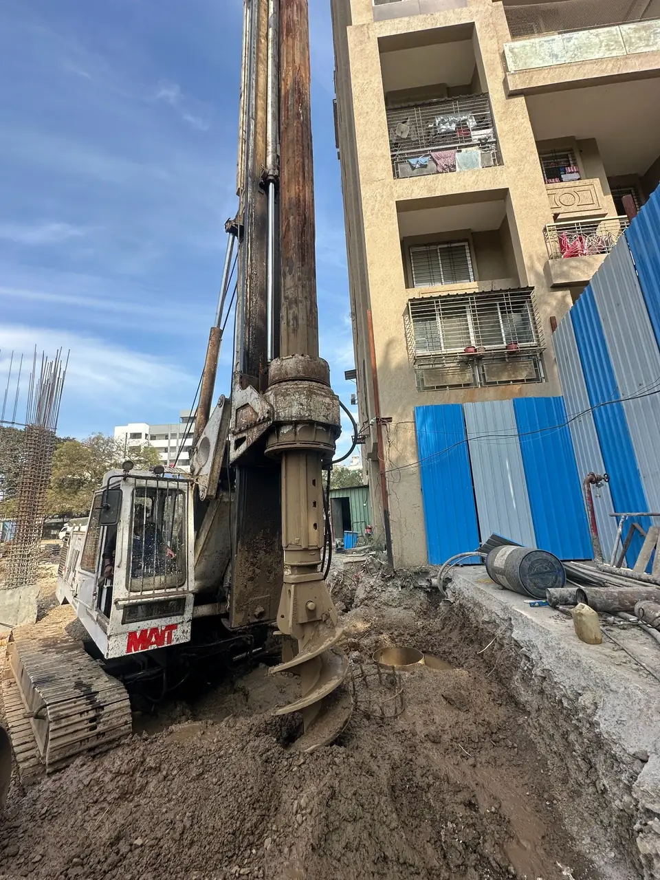 Piling machine on site